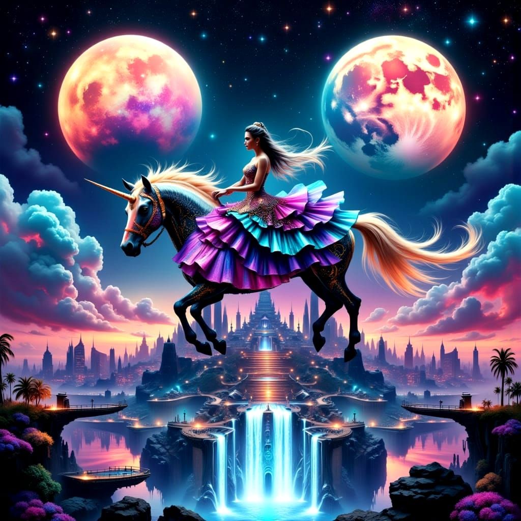 Futuristic Fairytale Kingdom with Cybernetic Princess