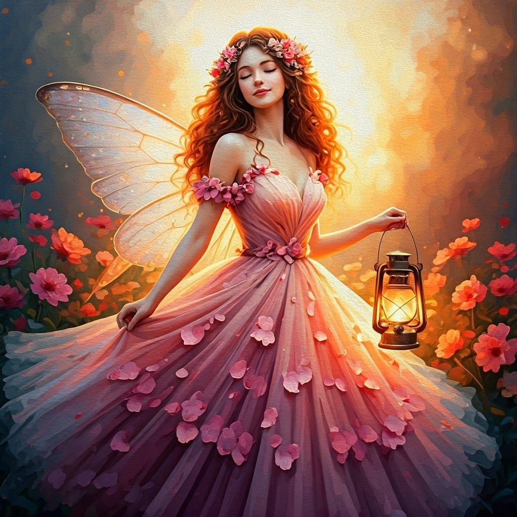 Ethereal Fairy's Whimsical Dance in Impressionist Gouache