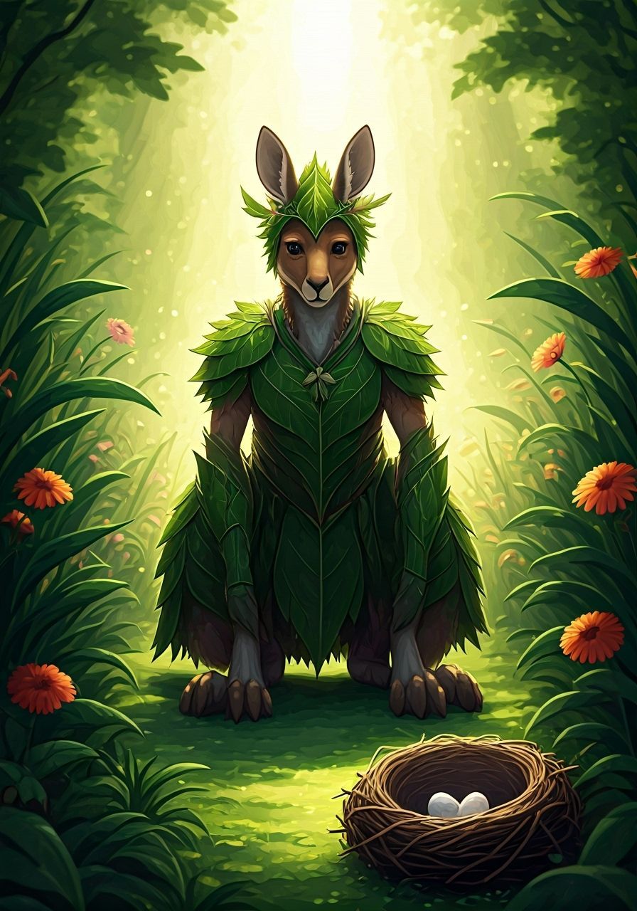 Anime Kangaroo Druid Watching Over Magic Nest