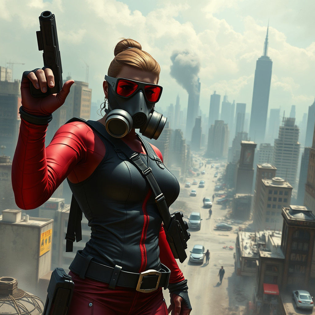 Post-Apocalyptic Baroness in Gas Mask, Digital Art