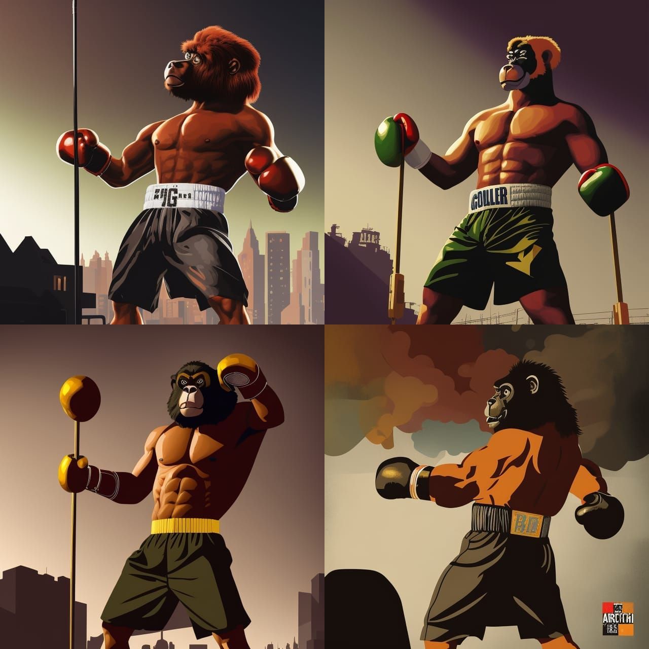 Gangster Gorilla Boxer in Pop Art Screen Print