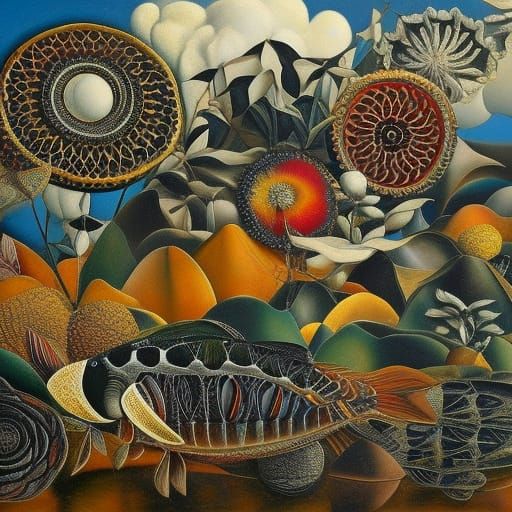 Abstract Jewels and Glass in Surrealist Style