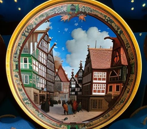 Baroque Christmas Town in Mountain Landscape