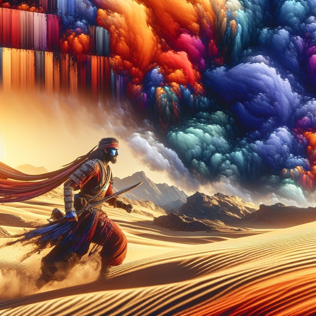 Desert Warrior in Matte Painting Style