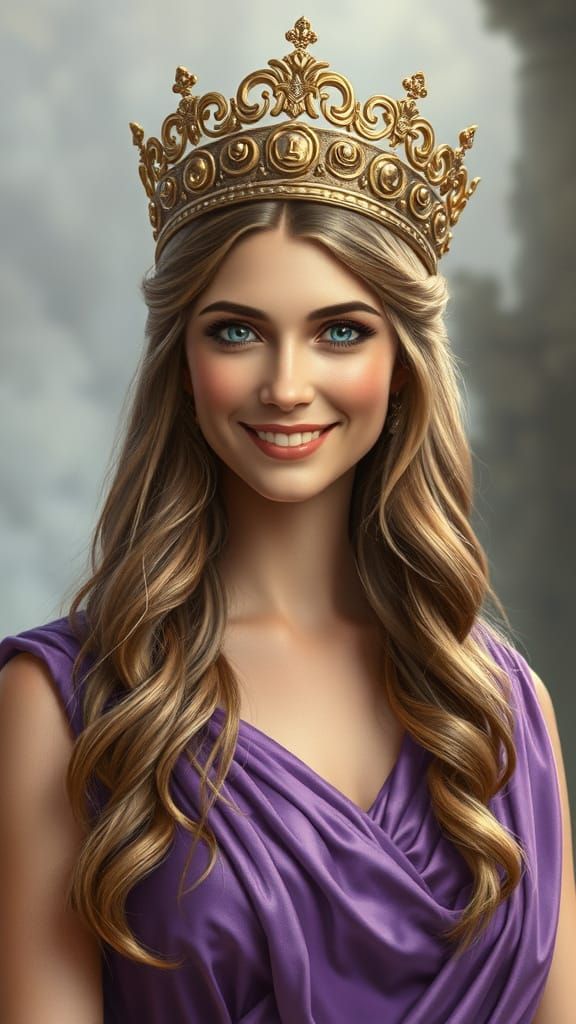 Ethereal Roman Empress in Lavish Purple Attire