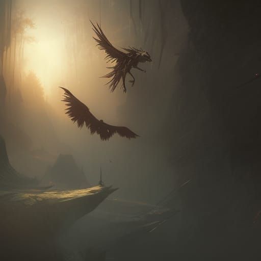 Winged Man in Dark Fantasy Style, 8k