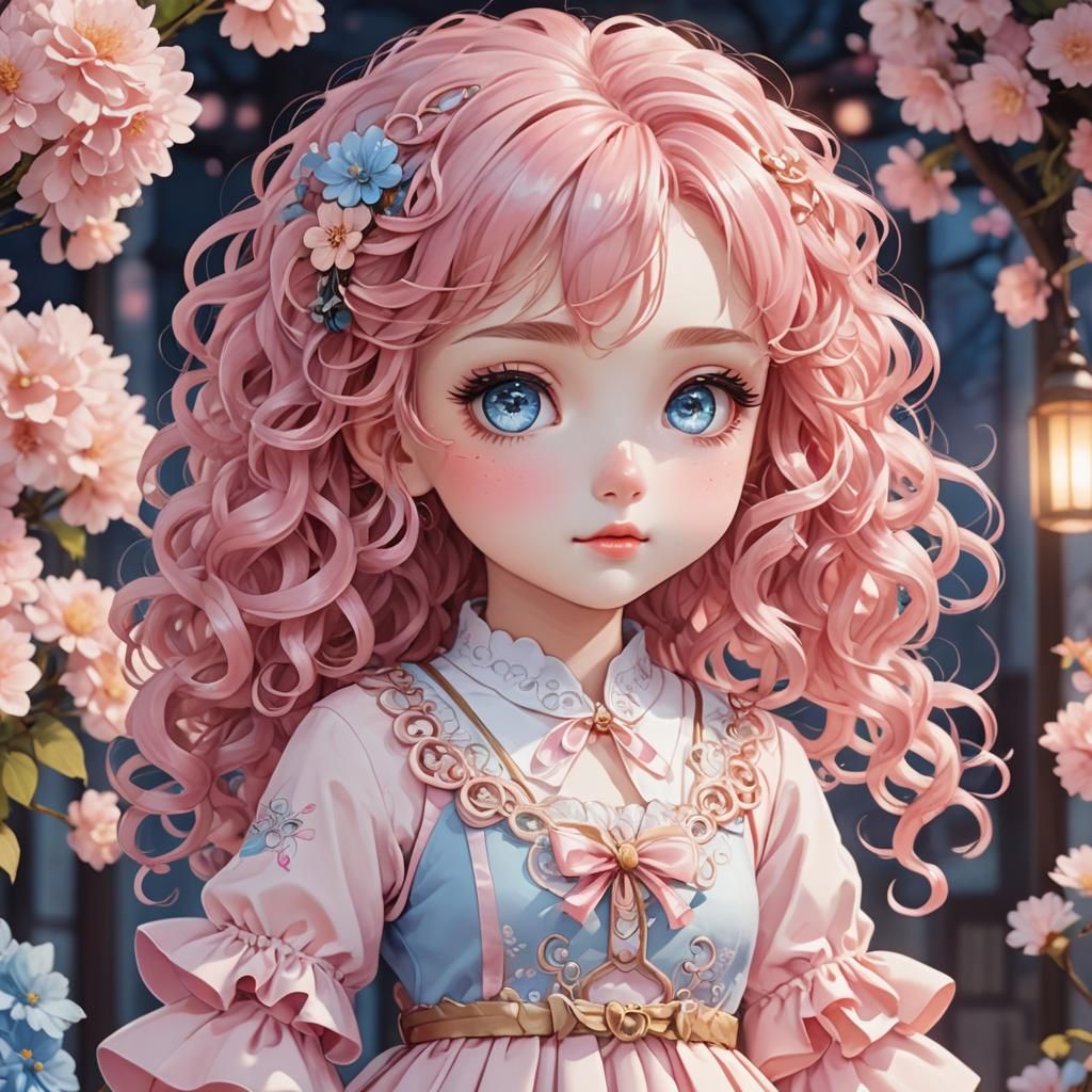 Anime Girl with Pink Hair in Fantasy Art Style