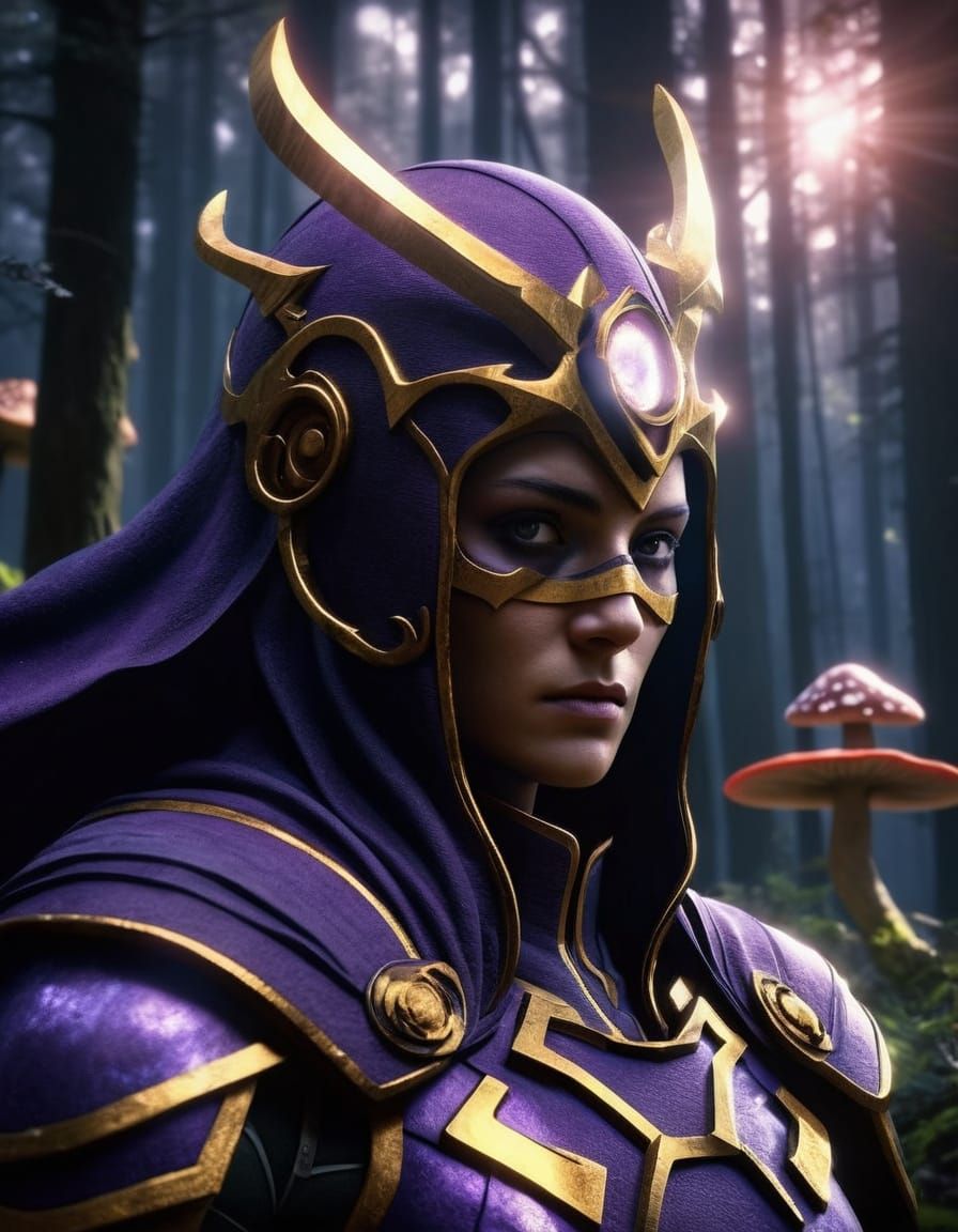 Ethereal Dark Fantasy Warrior in a Mystic Forest