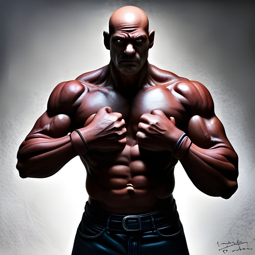 Furry Arm Wrestler Sci-Fi Horror Sculpture