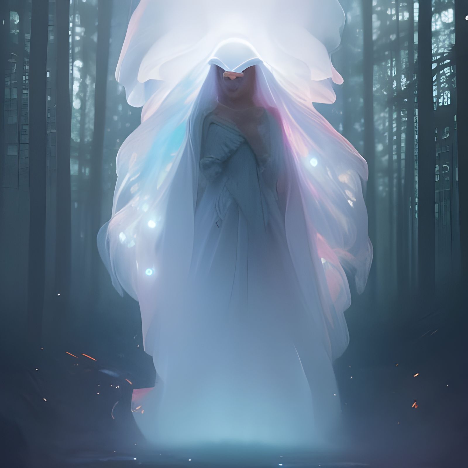 Cute Ghost Portrait in Hyperdetailed Style