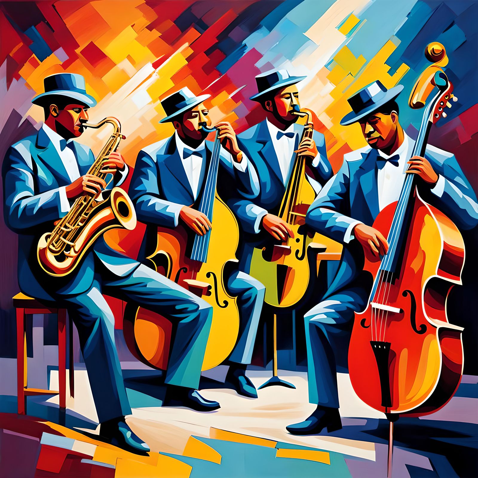 Abstract Jazz Band in Expressionist Style