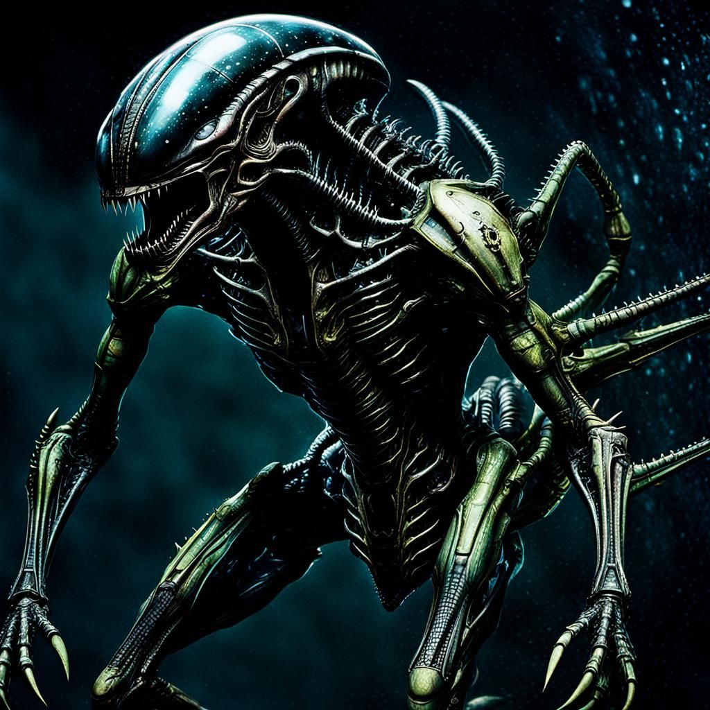 Giger-esque Alien Skitters Through Spaceship
