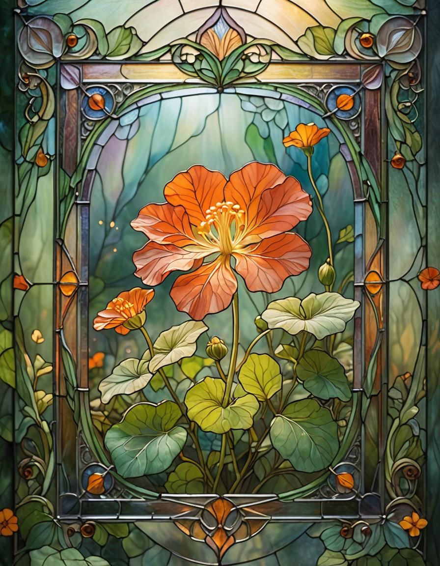 Stained Glass Flower: Ethereal Fantasy Art