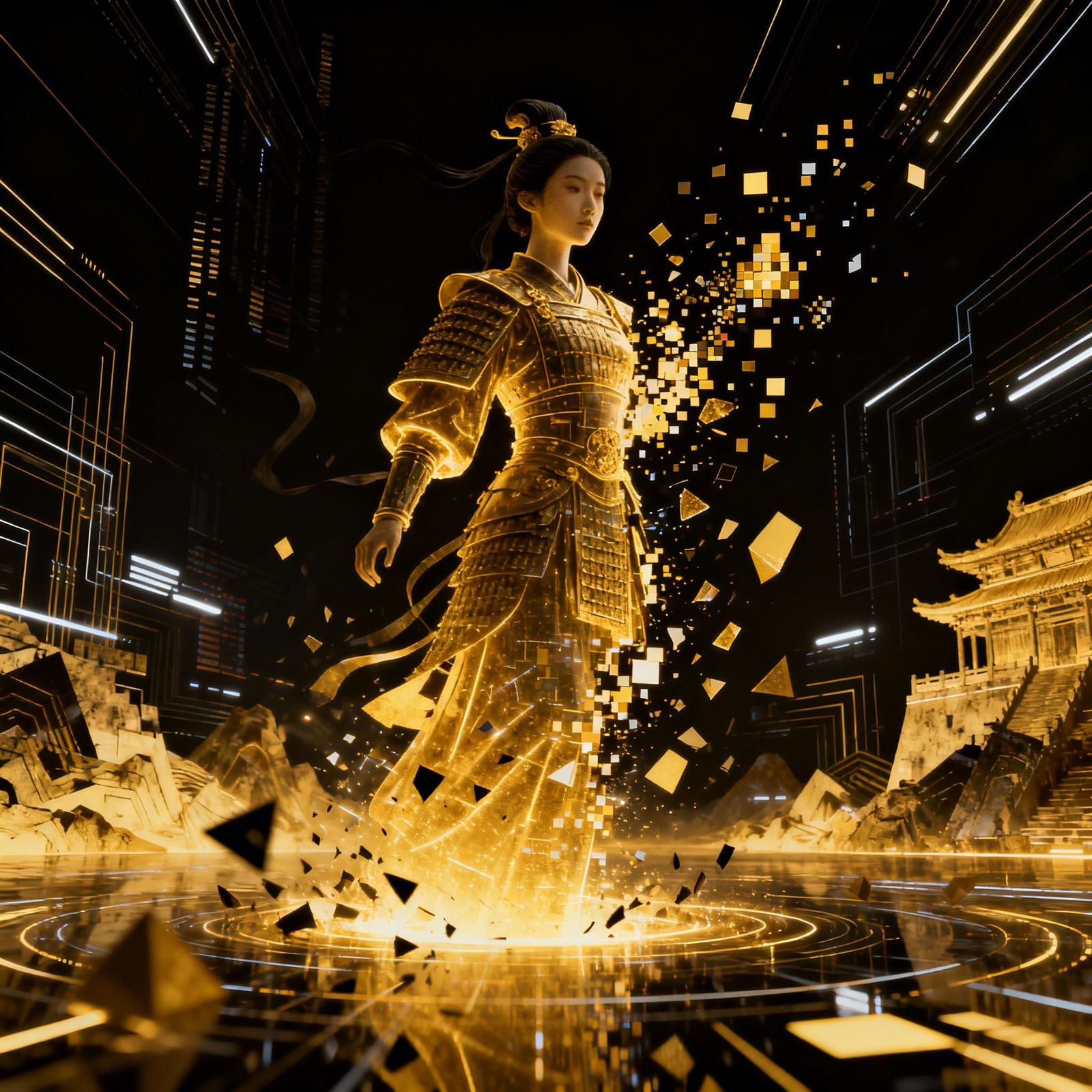 Disintegrating Warrior in Digital Realm