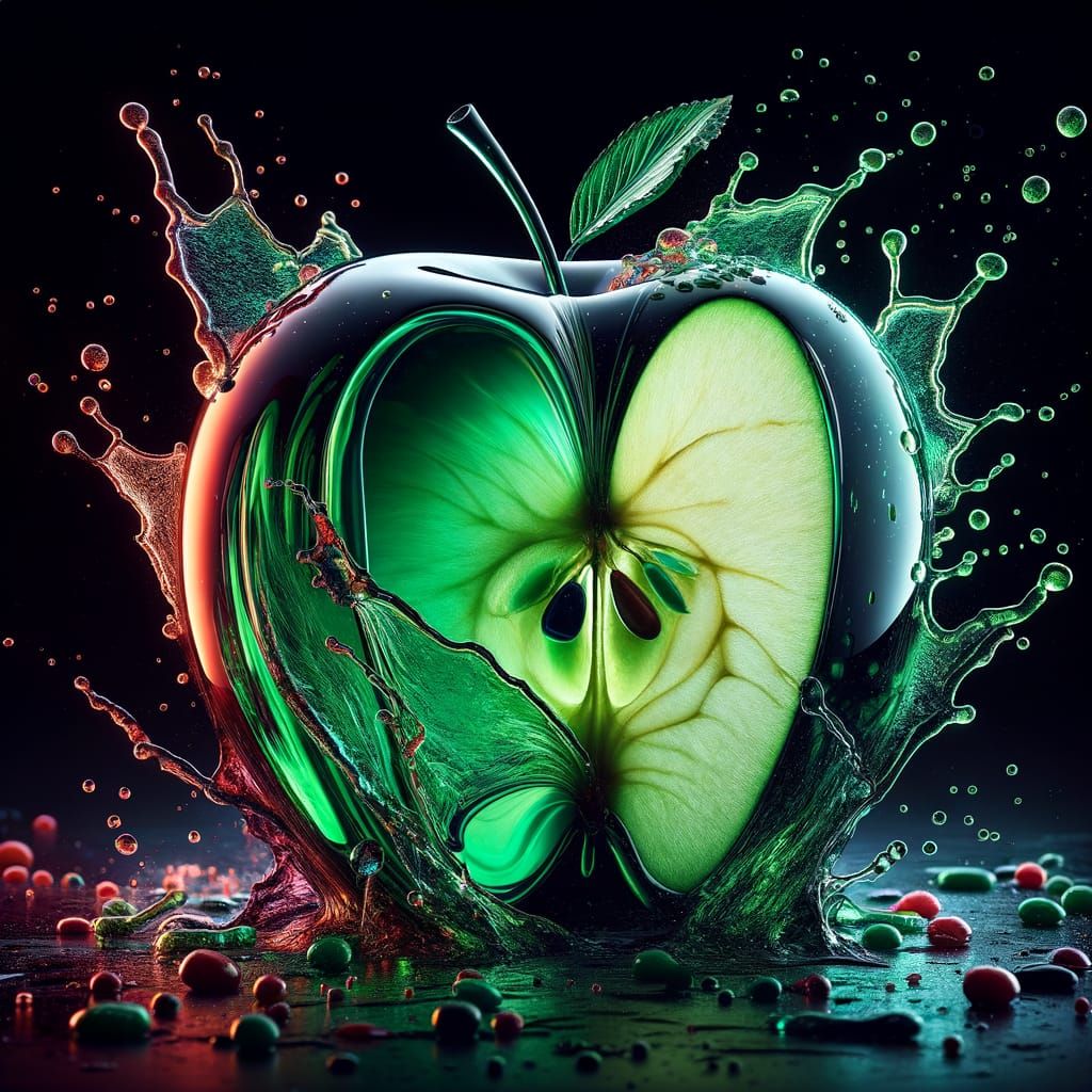 Dramatic Glass Apple Slice Concept Art
