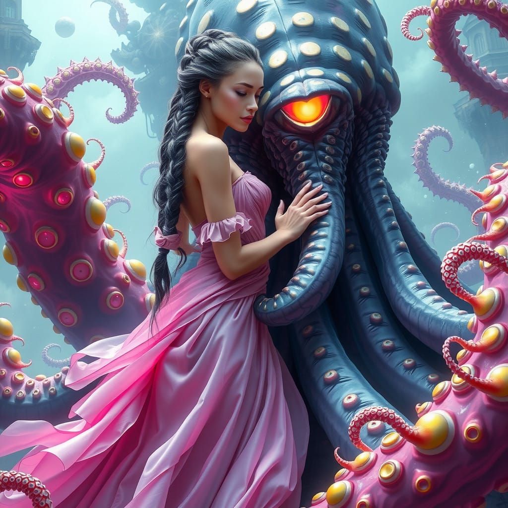 Goddess of the Cosmic Abyss, in Cyberpunk Biomechanical Styl...