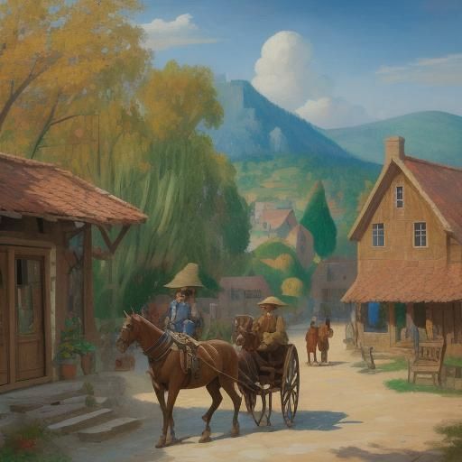 Centaurs Hauling Beams in Cubist Impressionism Style