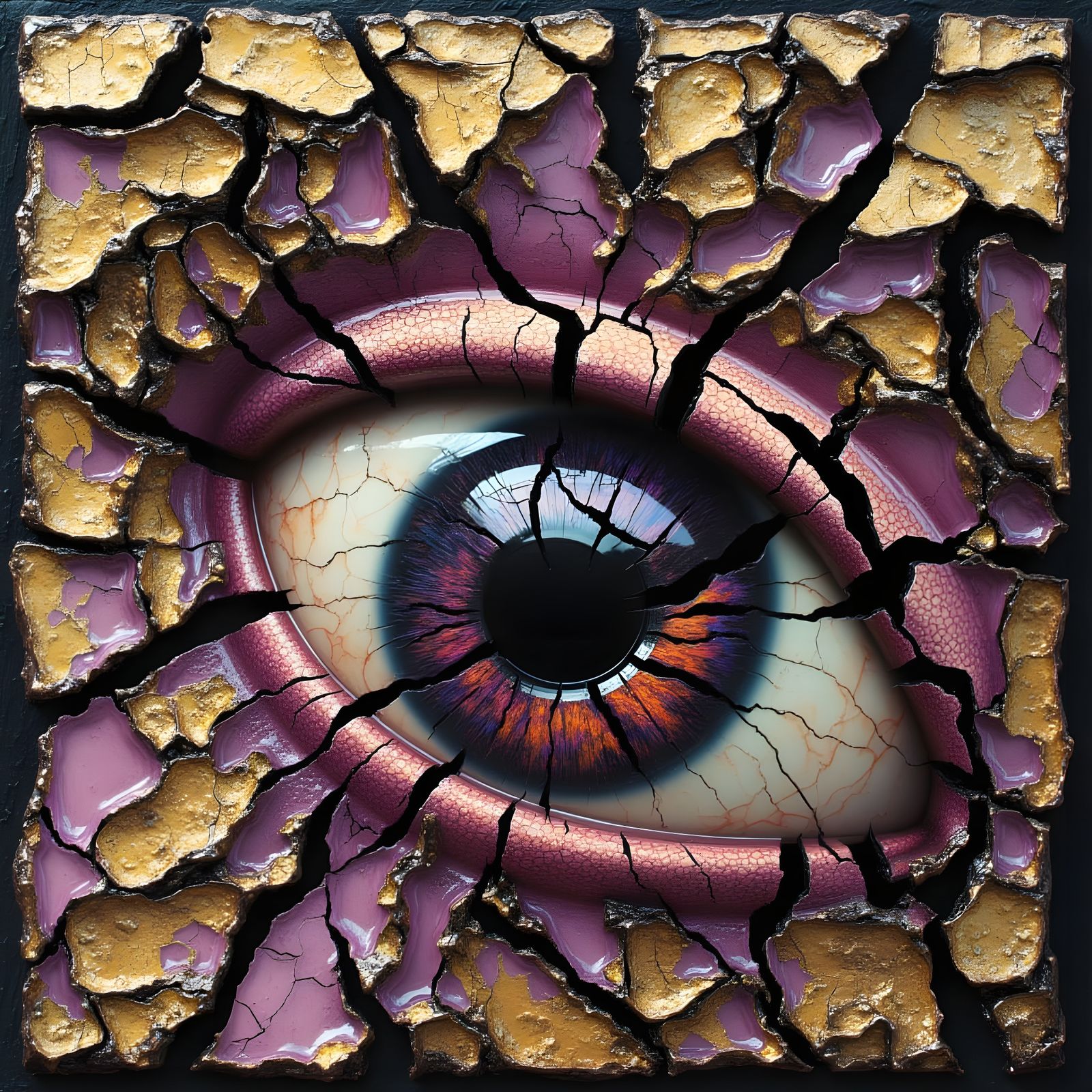 Surreal Porcelain Shepherd with Fractured Gaze