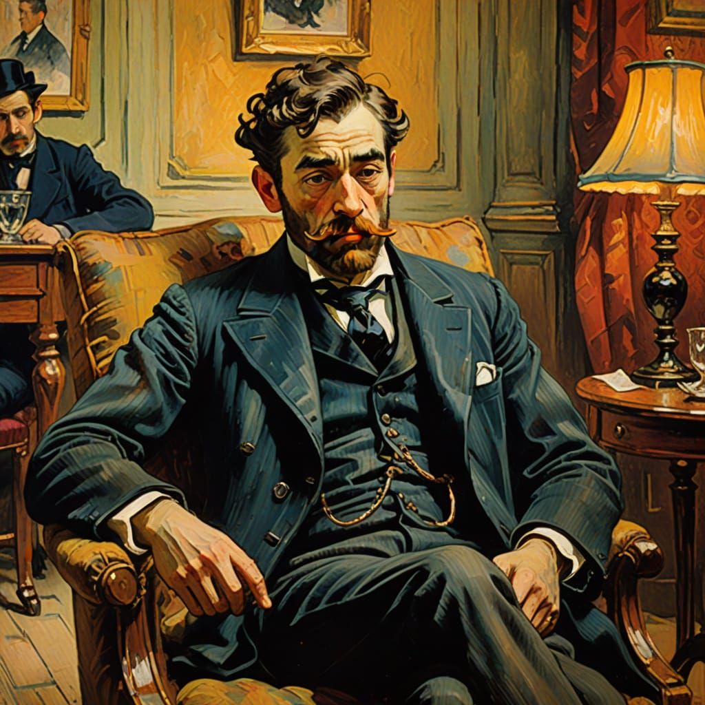 Sherlock Holmes in Toulouse Lautrec Oil Painting