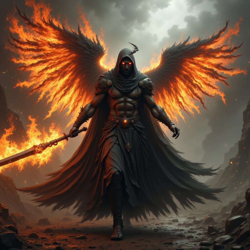 Majestic Evil God in Dark, Mythological Style