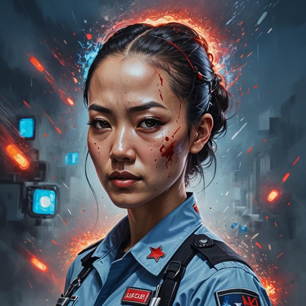 Hyperrealistic Image of Young Female EMT