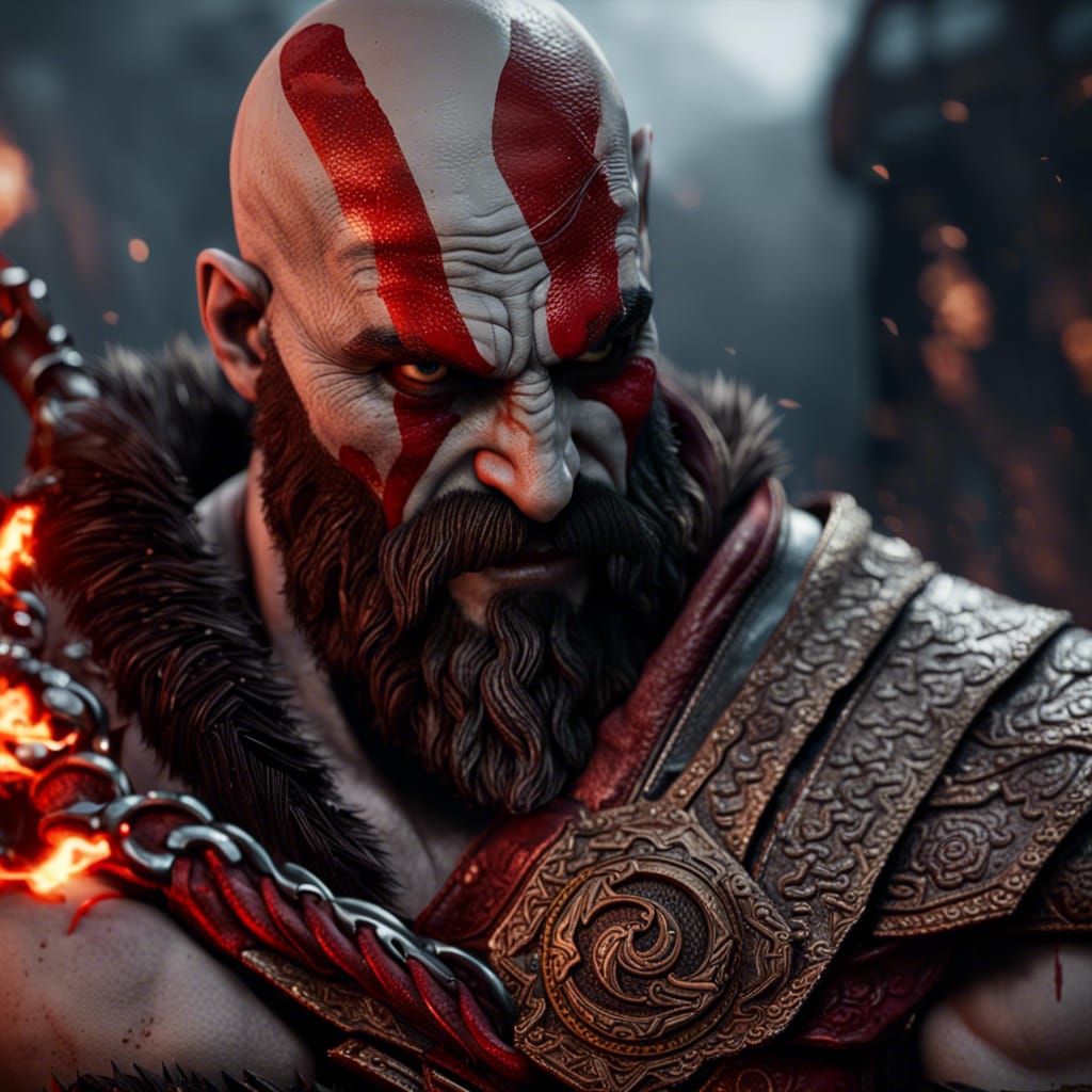 Kratos and Dante Fusion in 3D Cinematic Style