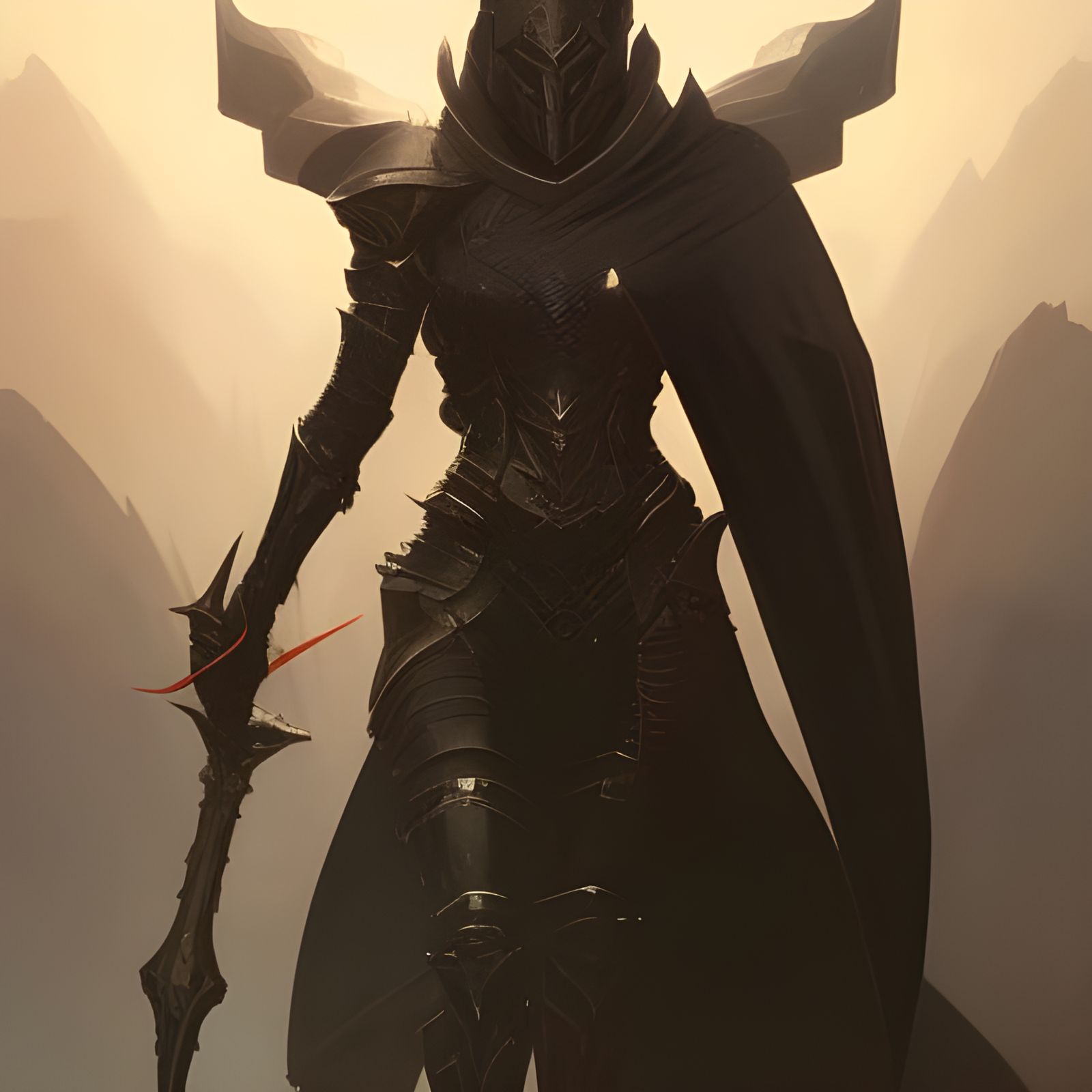 Fiery Dark Knight Portrait in Hyperdetailed Style