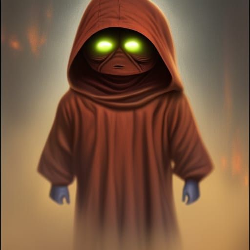 Mysterious Jawa with Glowing Eyes in Detailed Matte Painting