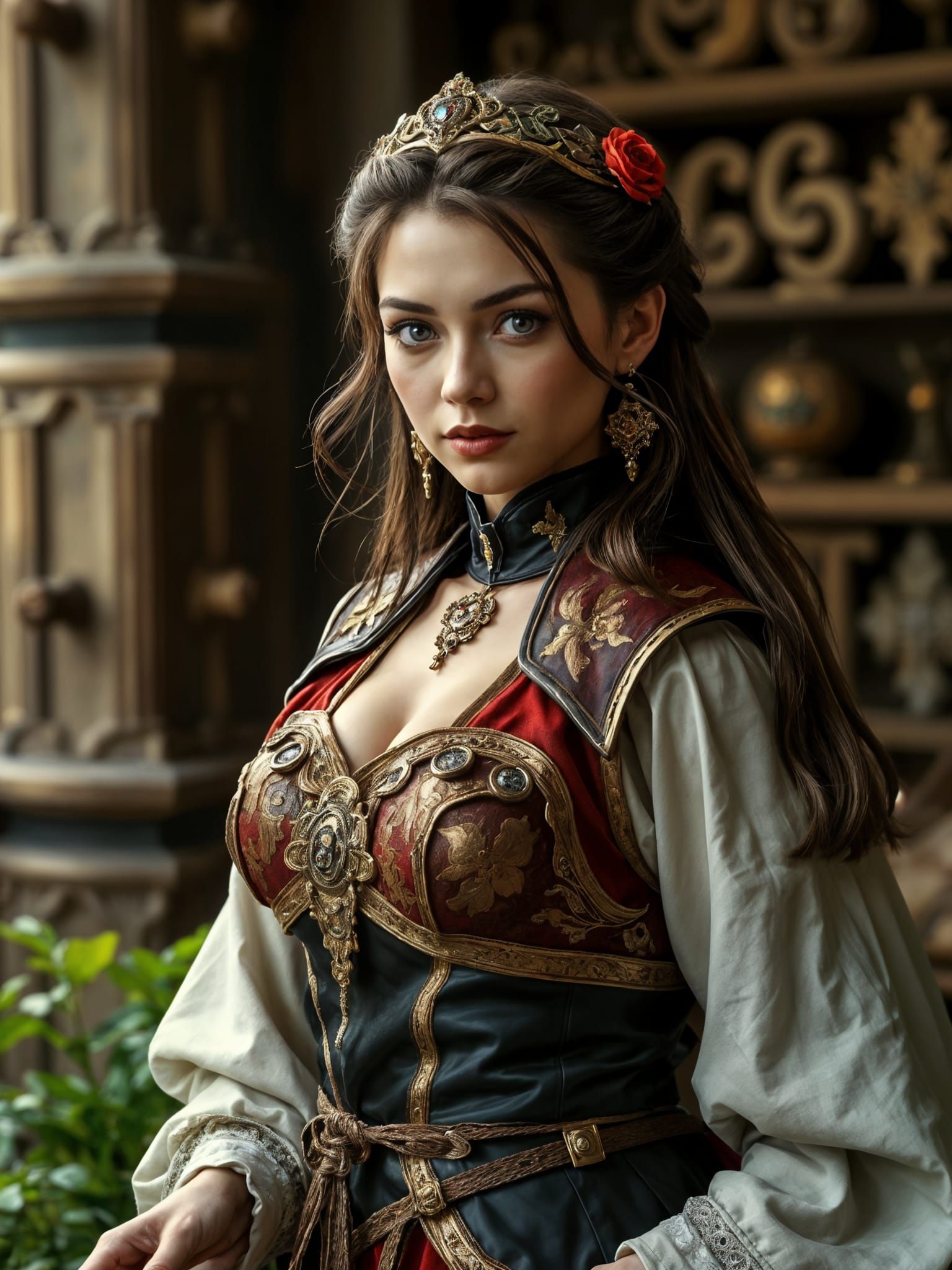 Beautiful Woman in Genshin Cosplay, Photorealistic Portrait