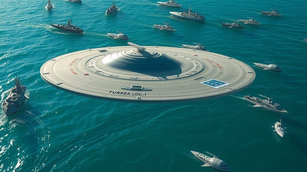 USS Enterprise Sails on Calm Turquoise Ocean