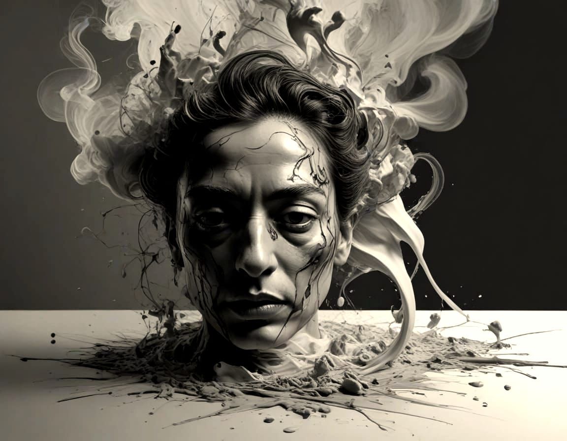 Dynamic Vortex Portrait in Analog Style