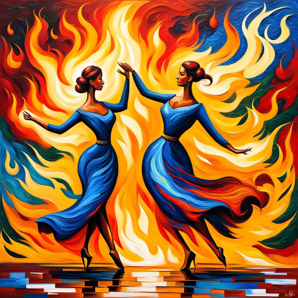 Dancing Flames in Expressionist Oil Painting