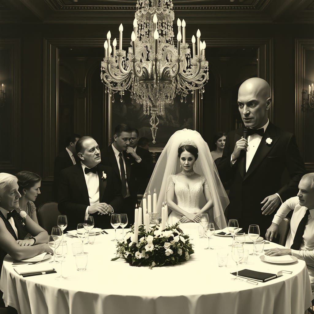 Wedding Party in Surrealist Art Style