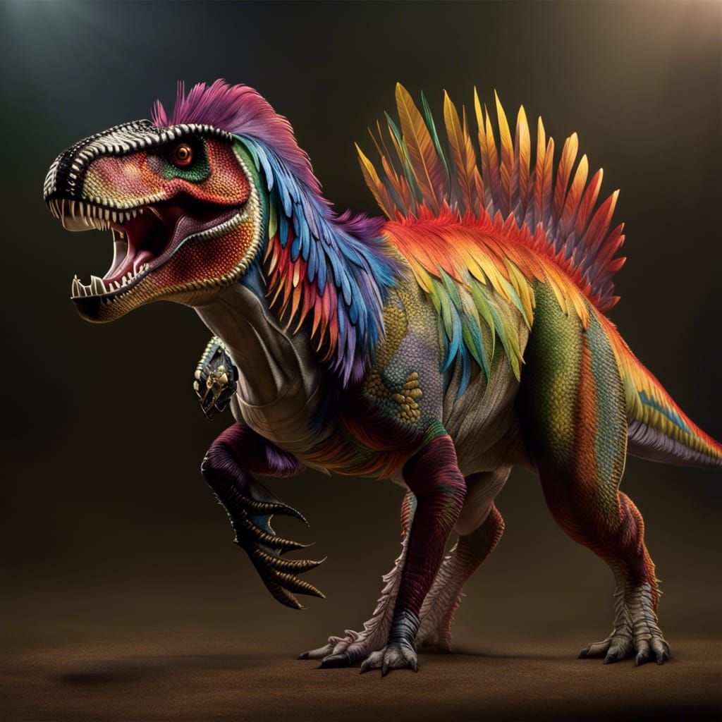 Colorful Feathered T-Rex Full Body