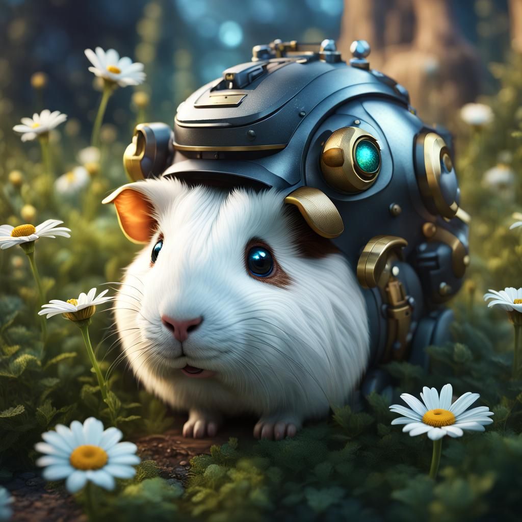 Robotic Guinea Pig and Daisy: Detailed Matte Painting