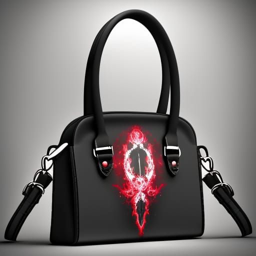Beautiful black gothic handbag with red accents& gothic vibes& ethereal vibes