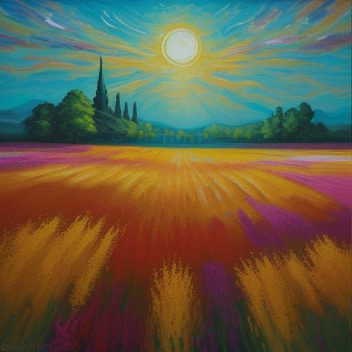 Soul in Dream-Temple Field as Impressionist Oil Painting