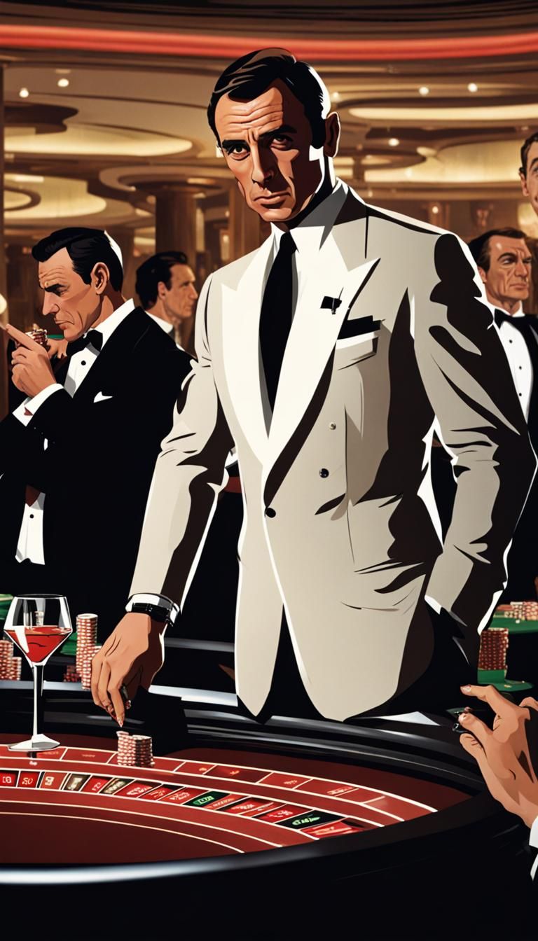 James Bond at a Casino with Martini