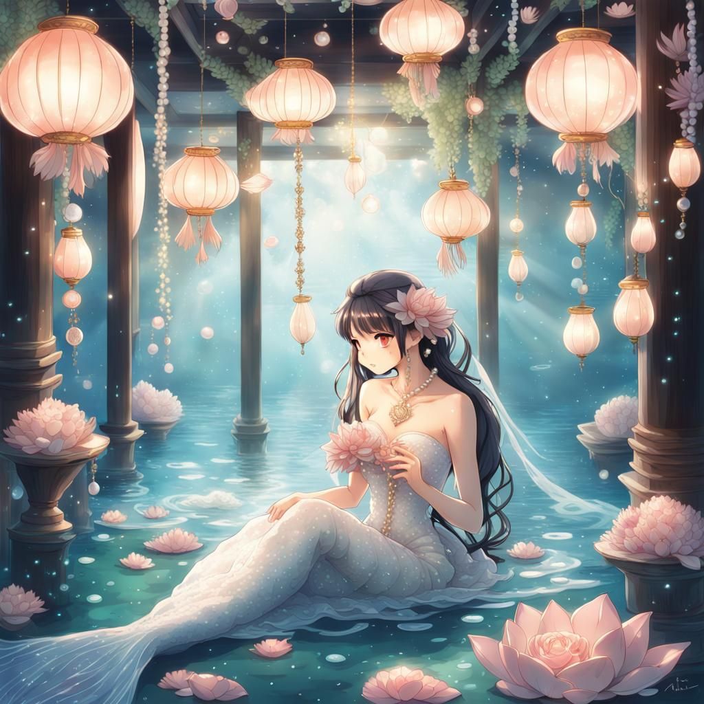 Magical Mermaid Wedding Scene in Anime Style