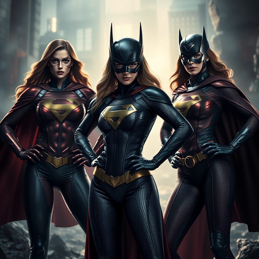 Heroic Women in Superhero Costumes: Hyperrealistic Digital A...