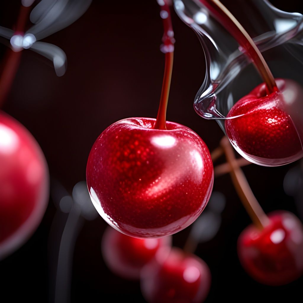Hyperrealistic Glass Cherry with Bokeh Effect