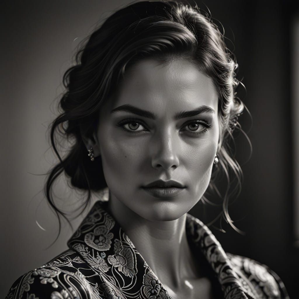 Gorgeous Model in Cinematic Black and White Splendor