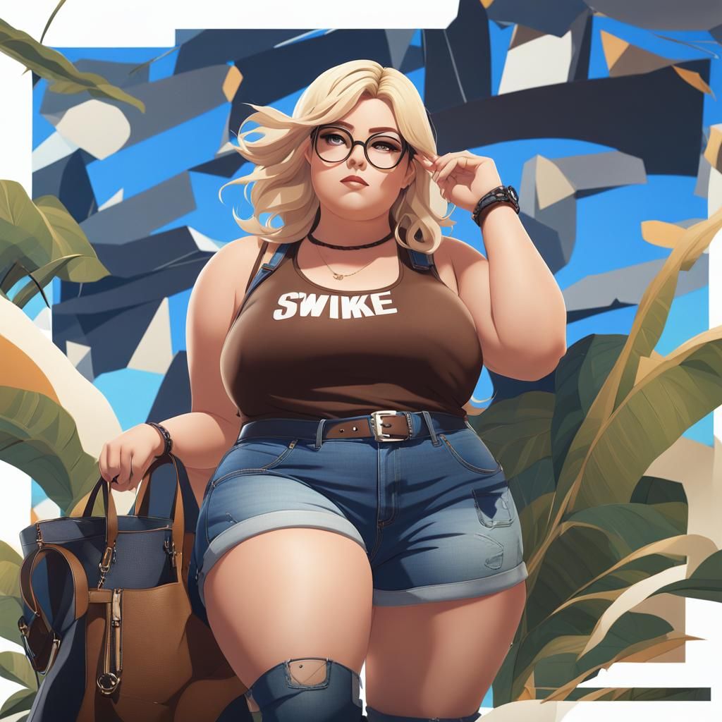 Beautiful Plus-Size Woman in 3D Anime Art