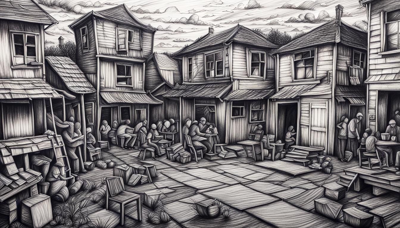 Hyperdetailed Charcoal Drawing at Golden Hour