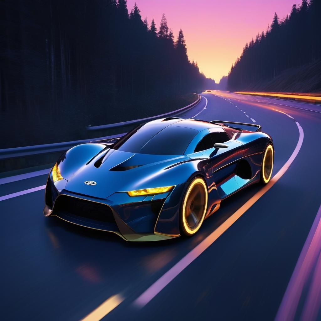 Bear Drives Sports Car: Futuristic Concept Art