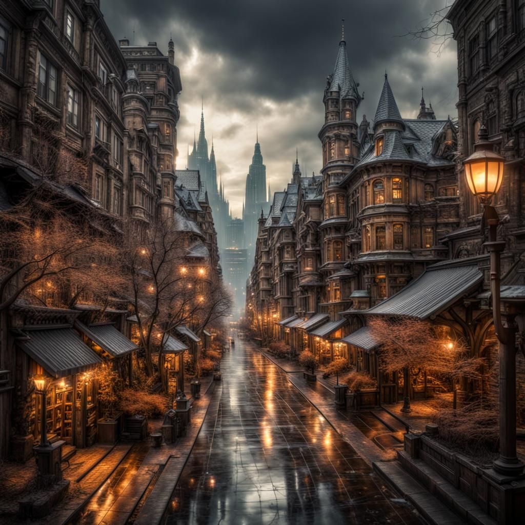 Hyperrealistic Fantasy City of All Seasons