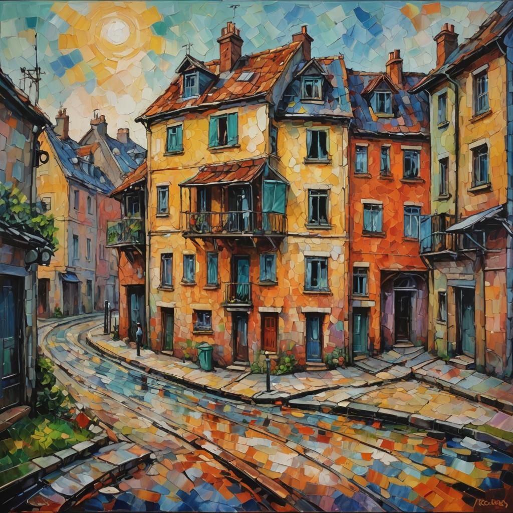 Colorful Expressionist Oil Painting with Textured Impasto