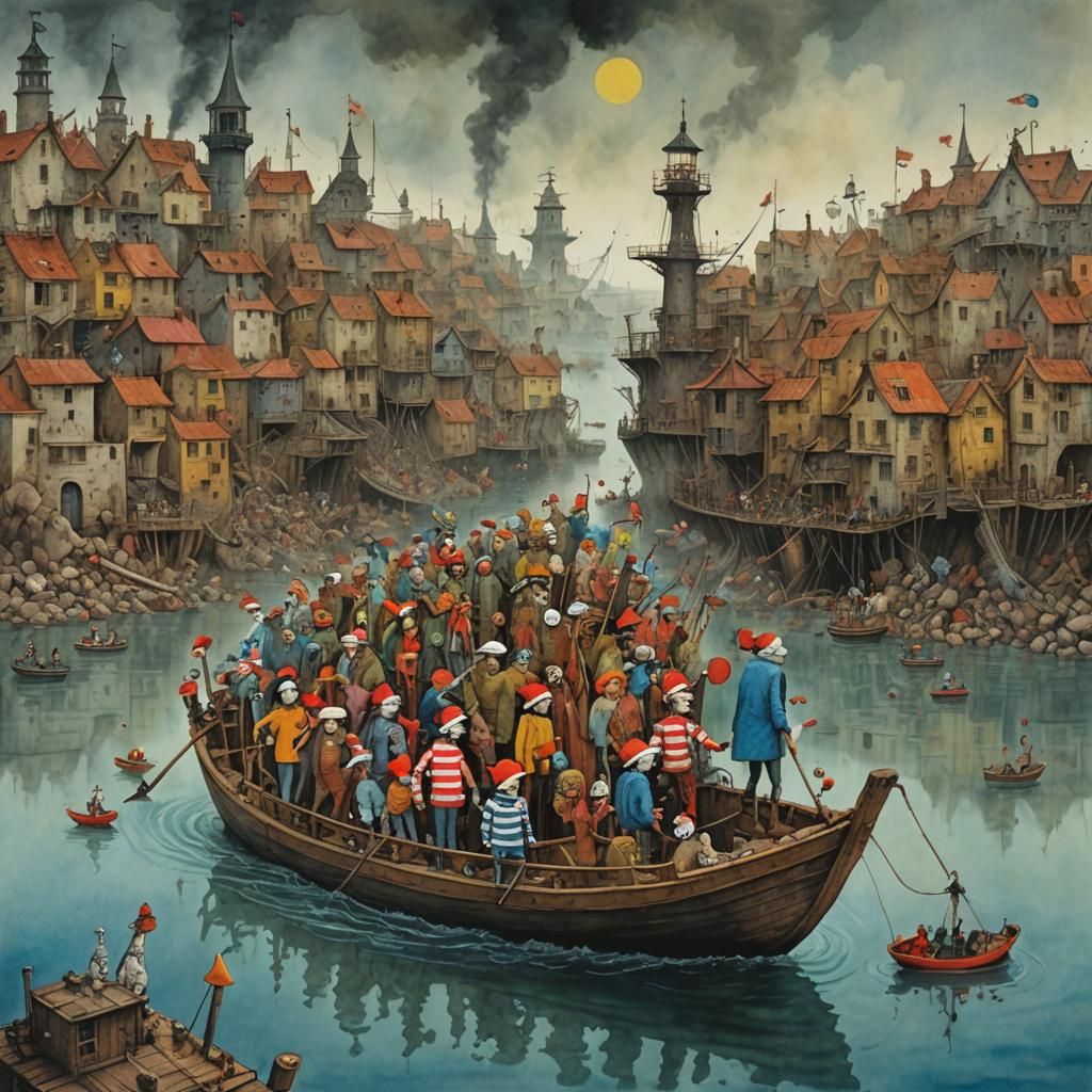 Waldo on a Boat: Gouache and Watercolor Impression