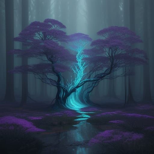 Ethereal Fractals in a Misty, Mystical Forest