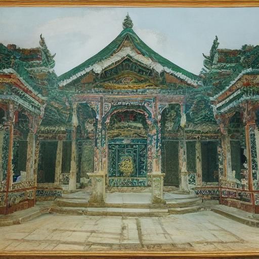 Abandoned Temple Ruins in Combined Artistic Styles